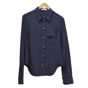 끌로에 네이비 실크 블라우스