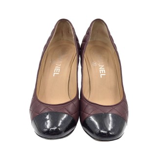 샤넬 투톤 퀼팅 웨지 펌프스